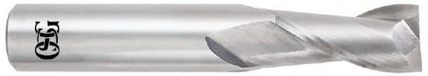 OSG - 3/8", 1" LOC, 3/8" Shank Diam, 2-1/2" OAL, 2 Flute, Solid Carbide Square End Mill - Single End, Uncoated, Spiral Flute, 30° Helix, Centercutting, Right Hand Cut, Right Hand Flute, Series 452 - Makers Industrial Supply