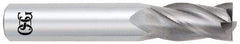 OSG - 3/8", 1" LOC, 3/8" Shank Diam, 2-1/2" OAL, 4 Flute, Solid Carbide Square End Mill - Single End, Uncoated, Spiral Flute, 30° Helix, Centercutting, Right Hand Cut, Right Hand Flute, Series 454 - Makers Industrial Supply