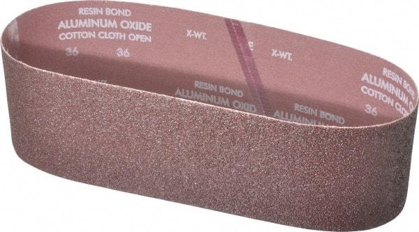 Norton - 4" Wide x 36" OAL, 36 Grit, Aluminum Oxide Abrasive Belt - Aluminum Oxide, Very Coarse, Coated, X Weighted Cloth Backing, Series R228 - Makers Industrial Supply