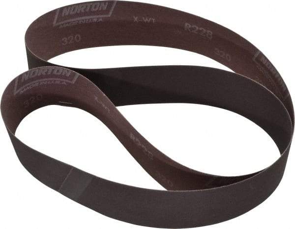 Norton - 2" Wide x 48" OAL, 320 Grit, Aluminum Oxide Abrasive Belt - Aluminum Oxide, Extra Fine, Coated, Series R228 - Makers Industrial Supply