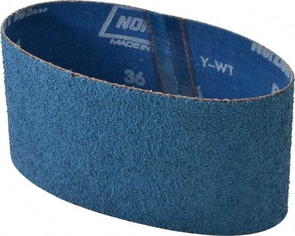 Norton - 3-1/2" Wide x 15-1/2" OAL, 36 Grit, Zirconia Alumina Abrasive Belt - Zirconia Alumina, Very Coarse, Coated, Y Weighted Cloth Backing, Series R824 - Makers Industrial Supply