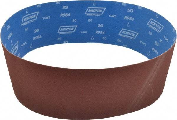 Norton - 6" Wide x 48" OAL, 80 Grit, Ceramic Abrasive Belt - Ceramic, Medium, Coated, Y Weighted Cloth Backing, Series R984 - Makers Industrial Supply