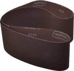 Norton - 4" Wide x 54" OAL, 220 Grit, Aluminum Oxide Abrasive Belt - Aluminum Oxide, Very Fine, Coated, Series R228 - Makers Industrial Supply