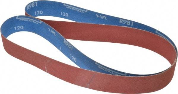 Norton - 1-1/2" Wide x 60" OAL, 120 Grit, Ceramic Abrasive Belt - Ceramic, Fine, Coated, Y Weighted Cloth Backing, Series R981 - Makers Industrial Supply