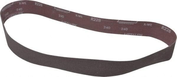 Norton - 2" Wide x 48" OAL, 240 Grit, Aluminum Oxide Abrasive Belt - Aluminum Oxide, Very Fine, Coated, Series R228 - Makers Industrial Supply