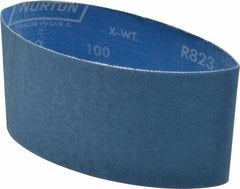 Norton - 3-1/2" Wide x 15-1/2" OAL, 100 Grit, Zirconia Alumina Abrasive Belt - Zirconia Alumina, Fine, Coated, X Weighted Cloth Backing, Series R823 - Makers Industrial Supply