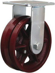 Hamilton - 6" Diam x 2" Wide, Iron Rigid Caster - 900 Lb Capacity, Top Plate Mount, 4-1/2" x 6-1/2" Plate, Straight Roller Bearing - Makers Industrial Supply