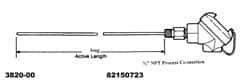 Thermo Electric - -148 to 900°F, 100 OMS Industrial RTD, Thermocouple Probe - 1/2 Inch Hex Mount, 12 Inch Probe Sheath Length, 10 Sec Response Time - Makers Industrial Supply