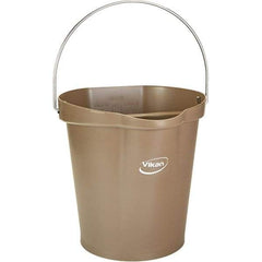 Vikan - 3 Gal, 12-1/2" High, Polypropylene Round Brown Single Pail with Pour Spout - Handle Included, 12.81" Top Diam - Makers Industrial Supply