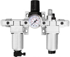 PRO-SOURCE - 1/4 NPT Intermediate 3 Pc Filter-Regulator-Lubricator FRL Unit with Pressure Gauge - Makers Industrial Supply