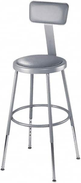 NPS - 16-3/4" Wide x 20-1/2" Deep x 44 to 53-1/2" High, Standard Base, Adjustable Seat Stool - Vinyl Seat, Gray - Makers Industrial Supply