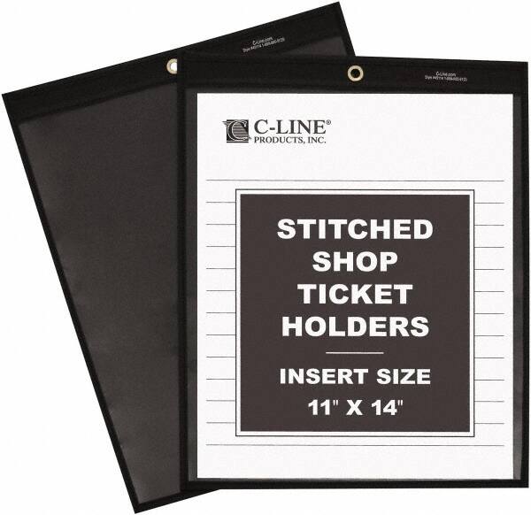 C-LINE - 25 Piece Clear Stitched Shop Ticket Holder - 14" High x 11" Wide - Makers Industrial Supply