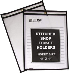 C-LINE - 25 Piece Clear Stitched Shop Ticket Holder - 17" High x 11" Wide - Makers Industrial Supply