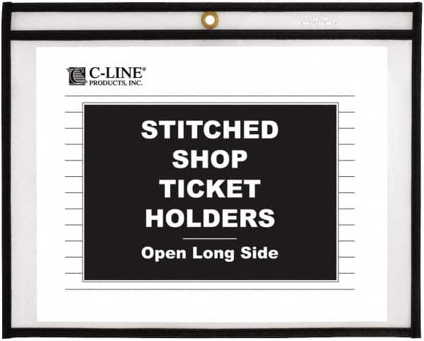 C-LINE - 25 Piece Clear Stitched Shop Ticket Holder-Open Long Side - 12" High x 9" Wide - Makers Industrial Supply