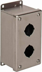 nVent Hoffman - 2 Hole, 1.2 Inch Hole Diameter, Stainless Steel Pushbutton Switch Enclosure - 6-3/4 Inch High x 3.47 Inch Wide x 2-3/4 Inch Deep, 12, 13, 4X NEMA Rated - Makers Industrial Supply