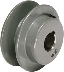 TB Wood's - 1/2" Bore, 15/16 Long, 2.05" Outside Diam, Finished Bore Single Groove V Belt Sheave - 3/4" Wide, 1.46" Pitch Diam of 3L Belt, 1.8" Pitch Diam of 4L Belt - Makers Industrial Supply