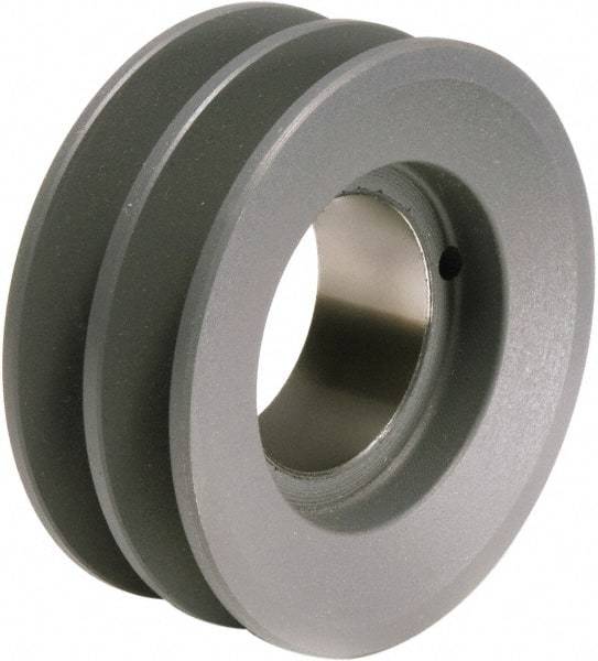 TB Wood's - 2 Groove, 1/2 to 1-1/2 Bore Diam, 3.35" Outside Diam, QD Bushed V Belt Sheave - 2.6 A Diam Belt Pitch - Makers Industrial Supply