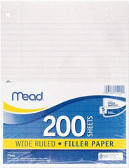 Mead - 200 Sheet, 10-1/2 x 8", Wide Ruled Filler Paper - White - Makers Industrial Supply