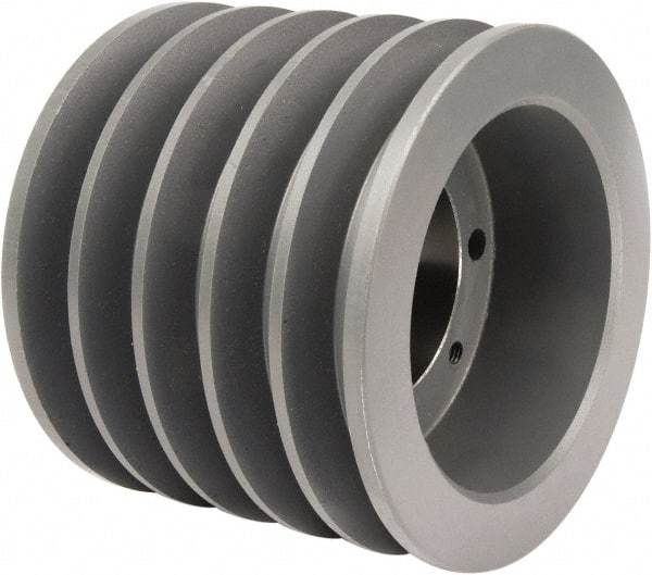 TB Wood's - 5 Groove, 1/2 to 1-15/16 Bore Diam, 5" Outside Diam, QD Bushed V Belt Sheave - 5.00 3V Diam Belt Pitch - Makers Industrial Supply