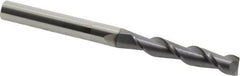 Accupro - 1/4", 1-1/4" LOC, 1/4" Shank Diam, 3" OAL, 2 Flute, Solid Carbide Square End Mill - Single End, AlTiN Finish, Spiral Flute, 40° Helix, Centercutting, Right Hand Cut, Right Hand Flute - Makers Industrial Supply