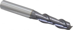 Accupro - 3/8", 1-3/8" LOC, 3/8" Shank Diam, 3" OAL, 2 Flute, Solid Carbide Square End Mill - Single End, AlTiN Finish, Spiral Flute, 40° Helix, Centercutting, Right Hand Cut, Right Hand Flute - Makers Industrial Supply