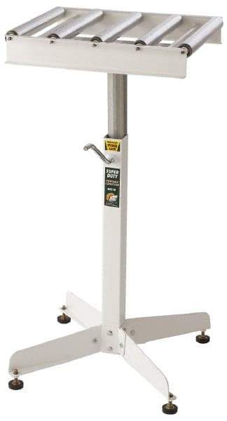 HTC - 18 Inch Long Table Stock Roller Stand - 500 Lbs. Limit, with 5 and 15 Inch Wide Rollers - Makers Industrial Supply