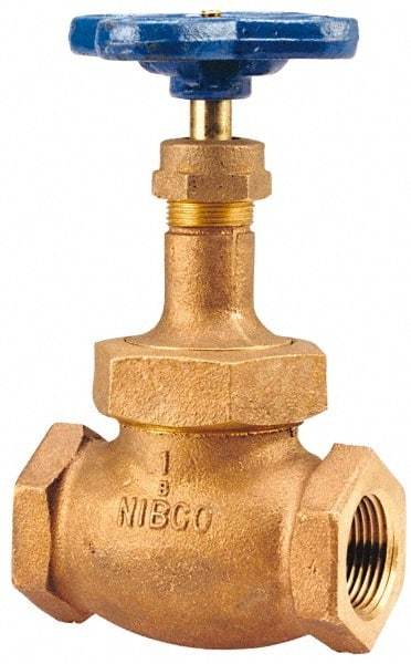 NIBCO - 3/8" Pipe, Threaded Ends, Bronze Integral Oxygen Service Globe Valve - PTFE Disc, Union Bonnet, 300 psi WOG, 150 psi WSP, Class 150 - Makers Industrial Supply