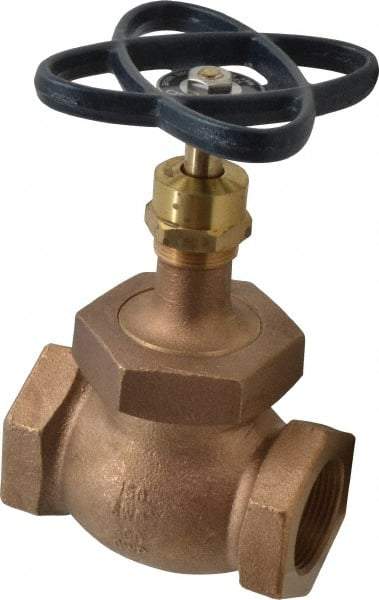 NIBCO - 1-1/4" Pipe, Threaded Ends, Bronze Integral Globe Valve - PTFE Disc, Screw-In Bonnet, 200 psi WOG, 125 psi WSP, Class 125 - Makers Industrial Supply