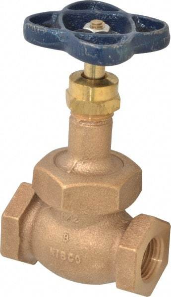 NIBCO - 1/2" Pipe, Threaded Ends, Bronze Integral Globe Valve - PTFE Disc, Screw-In Bonnet, 200 psi WOG, 125 psi WSP, Class 125 - Makers Industrial Supply