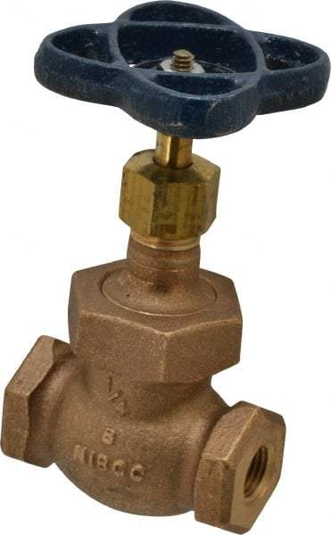 NIBCO - 1/4" Pipe, Threaded Ends, Bronze Integral Globe Valve - PTFE Disc, Screw-In Bonnet, 200 psi WOG, 125 psi WSP, Class 125 - Makers Industrial Supply