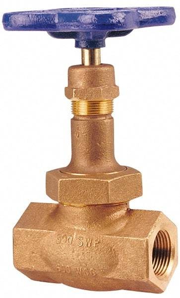 NIBCO - 1/4" Pipe, Threaded Ends, Bronze Integral Globe Valve - Bronze Disc, Union Bonnet, 600 psi WOG, 300 psi WSP, Class 300 - Makers Industrial Supply