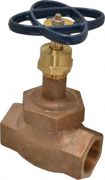 NIBCO - 1-1/2" Pipe, Threaded Ends, Bronze Integral Globe Valve - Bronze Disc, Union Bonnet, 600 psi WOG, 300 psi WSP, Class 300 - Makers Industrial Supply