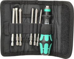 Wera - 7 Piece, 1/4" Drive Screwdriver Power Bit Set - #1 & #2 Phillips, #1 & #2 Pozidriv, 1.0x5.5 & 1.2x6.5mm Slotted - Makers Industrial Supply