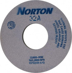 Norton - 14" Diam x 5" Hole x 1" Thick, I Hardness, 60 Grit Surface Grinding Wheel - Aluminum Oxide, Type 1, Medium Grade, 1,800 Max RPM, Vitrified Bond - Makers Industrial Supply