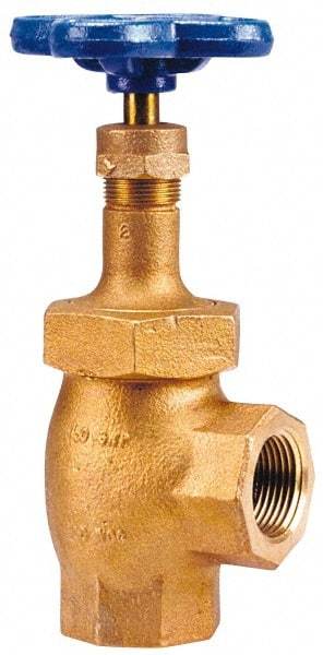 NIBCO - 2-1/2" Pipe, Class 150, Threaded Bronze Renewable Angle Gate Valve - 300 WOG, 150 WSP, Union Bonnet - Makers Industrial Supply