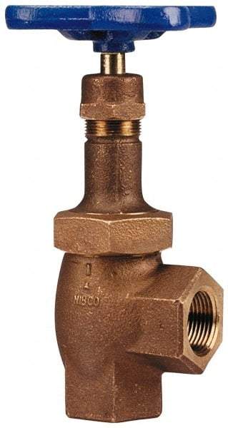 NIBCO - 1/2" Pipe, Class 300, Threaded Bronze Renewable Angle Gate Valve - 600 WOG, 300 WSP, Union Bonnet - Makers Industrial Supply