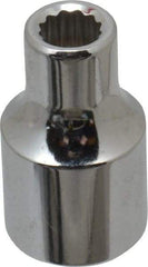 Proto - 1/2" Drive, Standard Hand Socket - 12 Points, 1-1/2" OAL, Alloy Steel, Chrome Finish - Makers Industrial Supply