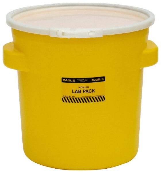 Eagle - 20 Gallon Capacity, Plastic Lever Lock, Yellow Lab Pack - 5 Gallon Container, Polyethylene, 88 Lb. Capacity, UN 1H2/X40/S Listing - Makers Industrial Supply