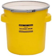 Eagle - 20 Gallon Capacity, Metal Lever Lock, Yellow Salvage Drum - 5 Gallon Container, 165 Lb. Capacity, Polyethylene, UN 1H2/X75/S Listing - Makers Industrial Supply