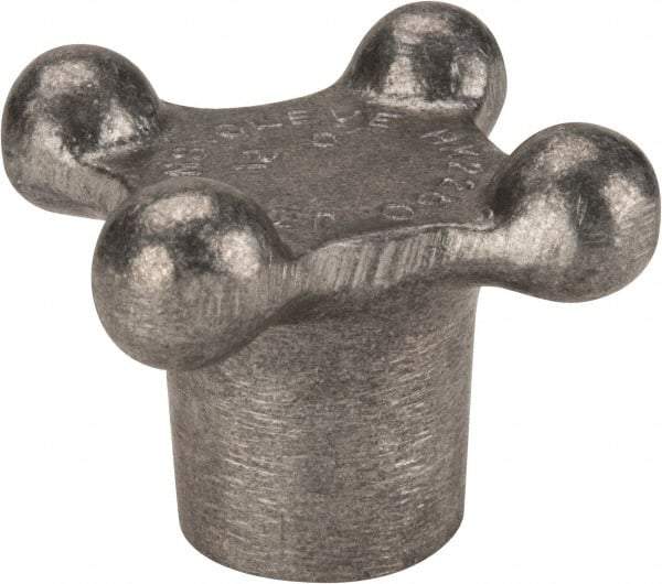 Jergens - 2-1/8" Head Diam, 4 Point Lobed Knob - 3/8-16 Hole, Aluminum - Makers Industrial Supply