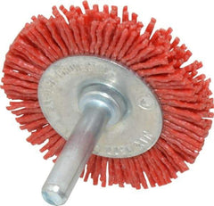 Value Collection - 2" OD, 1/4" Shank Diam, Crimped Nylon Wheel Brush - 1/4" Face Width, 5/16" Trim Length, 4,500 RPM - Makers Industrial Supply