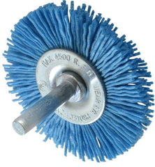 Value Collection - 2-3/8" OD, 1/4" Shank Diam, Crimped Nylon Wheel Brush - 1/4" Face Width, 5/16" Trim Length, 4,500 RPM - Makers Industrial Supply