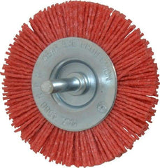 Value Collection - 3" OD, 1/4" Shank Diam, Crimped Nylon Wheel Brush - 1/4" Face Width, 5/16" Trim Length, 4,500 RPM - Makers Industrial Supply