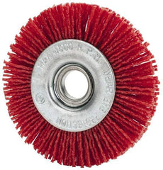 Value Collection - 3" OD, 1/2" Shank Diam, 1/2" Arbor Hole, Crimped Nylon Wheel Brush - 3/8" Face Width, 5/16" Trim Length, 4,500 RPM - Makers Industrial Supply