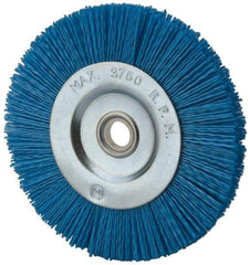 Value Collection - 5" OD, 5/8" Shank Diam, 5/8" Arbor Hole, Crimped Nylon Wheel Brush - 5/16" Face Width, 5/16" Trim Length, 3,750 RPM - Makers Industrial Supply