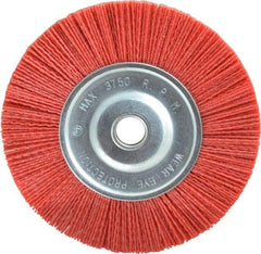 Value Collection - 6" OD, 5/8" Shank Diam, 5/8" Arbor Hole, Crimped Nylon Wheel Brush - 5/16" Face Width, 5/16" Trim Length, 3,750 RPM - Makers Industrial Supply