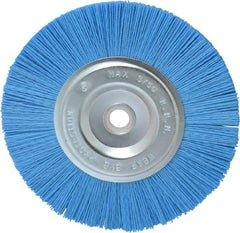 Value Collection - 6" OD, 5/8" Shank Diam, 5/8" Arbor Hole, Crimped Nylon Wheel Brush - 5/16" Face Width, 5/16" Trim Length, 3,750 RPM - Makers Industrial Supply