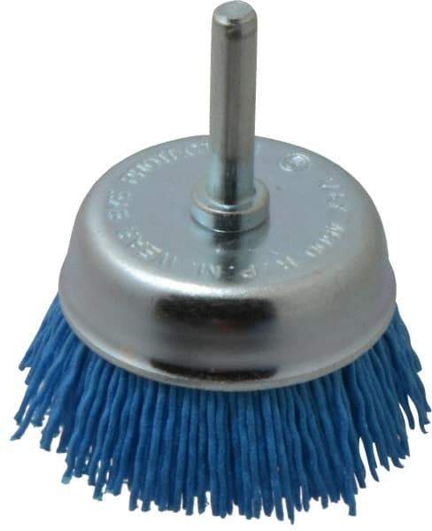 Value Collection - 2" Diam, 1/4" Hole Size Straight Wire Nylon Cup Brush - Fine Grade, 4,500 Max RPM - Makers Industrial Supply