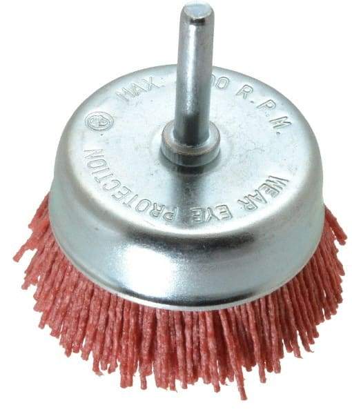 Value Collection - 3" Diam, 1/4" Hole Size Straight Wire Nylon Cup Brush - Coarse Grade, 4,500 Max RPM - Makers Industrial Supply