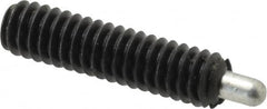 Jergens - 1/4-20, 1" Thread Length, 3/16" Plunger Projection, Steel Threaded Spring Plunger - 0.119" Max Plunger Diam, 1" Plunger Length, 1 Lb Init End Force, 4 Lb Final End Force, 1/8" Hex - Makers Industrial Supply